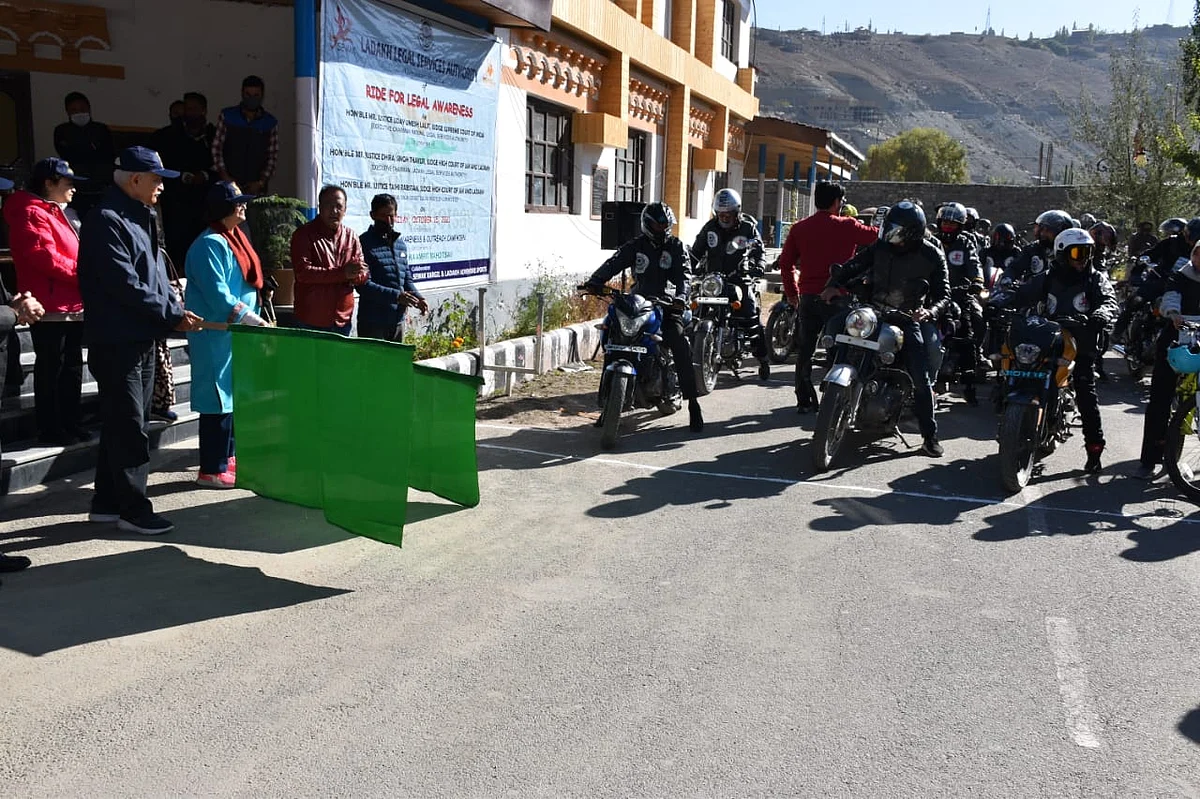 Supreme Court judge Justice UU Lalit flags off bike rally 'Ride for legal Awareness' in Ladakh