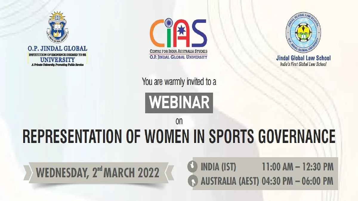 Webinar on "Representation of Women in Sports Governance" by Centre for India Australia Studies & OP Jindal Global