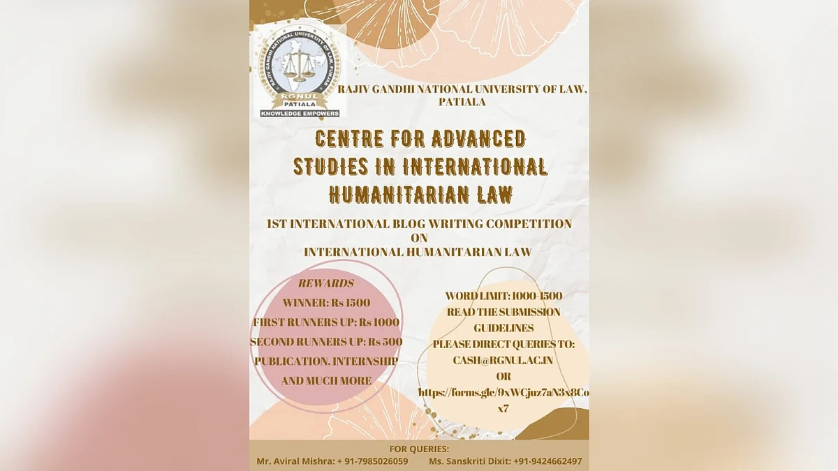 First International Blog Writing Competition on International Humanitarian Law by RGNUL, Patiala