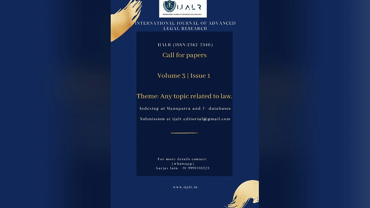 Call for Papers: International Journal of Advanced Legal Research (Submit by 31 Aug)