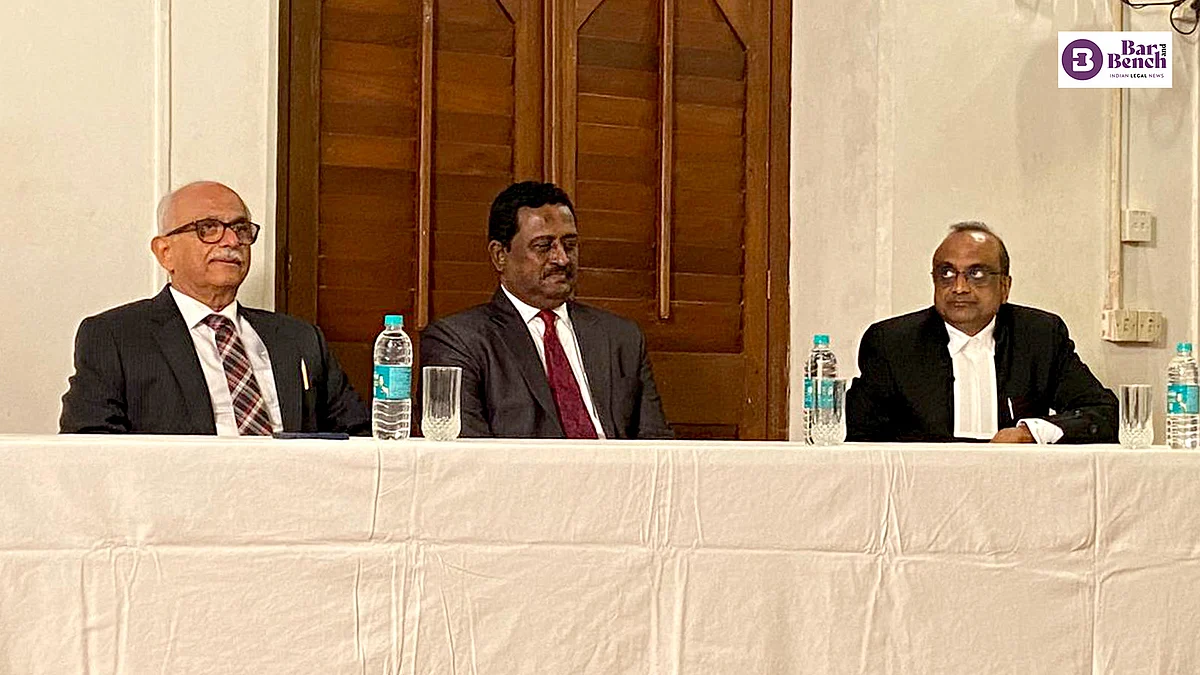 (L to R) Senior Advocate Nitin Thakker, Justice PB Varale, Senior Advocate Dr Birendra Saraf