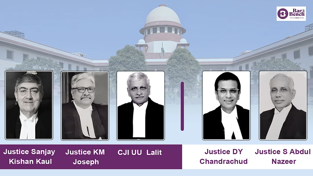 Justice SK Kaul, Justice KM Joseph, CJI UU Lalit, Justice DY Chandrachud & Justice S Abdul Nazeer