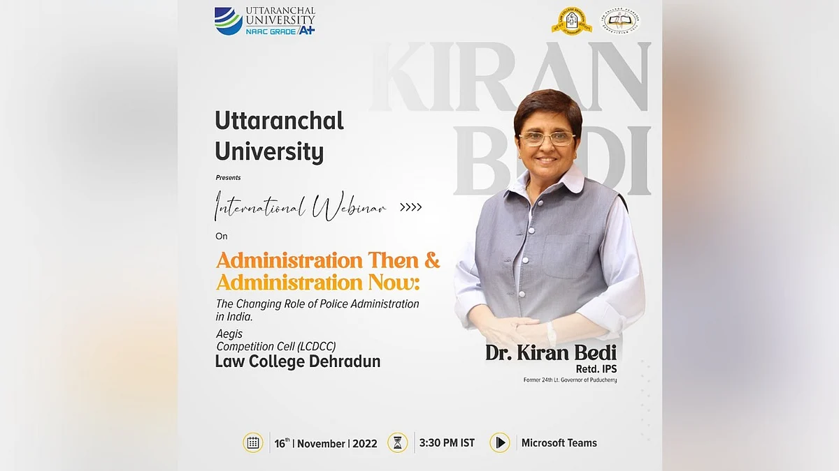 International webinar on "Administration then & administration now: The changing role of police administration in India" by Dr Kiran Bedi