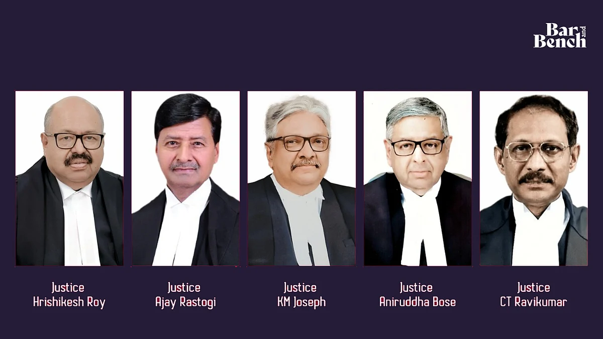 Justices Hrishikesh Roy, Justice Ajay Rastogi, Justice KM Joseph, Justice Aniruddha Bose, Justice CT Ravikumar