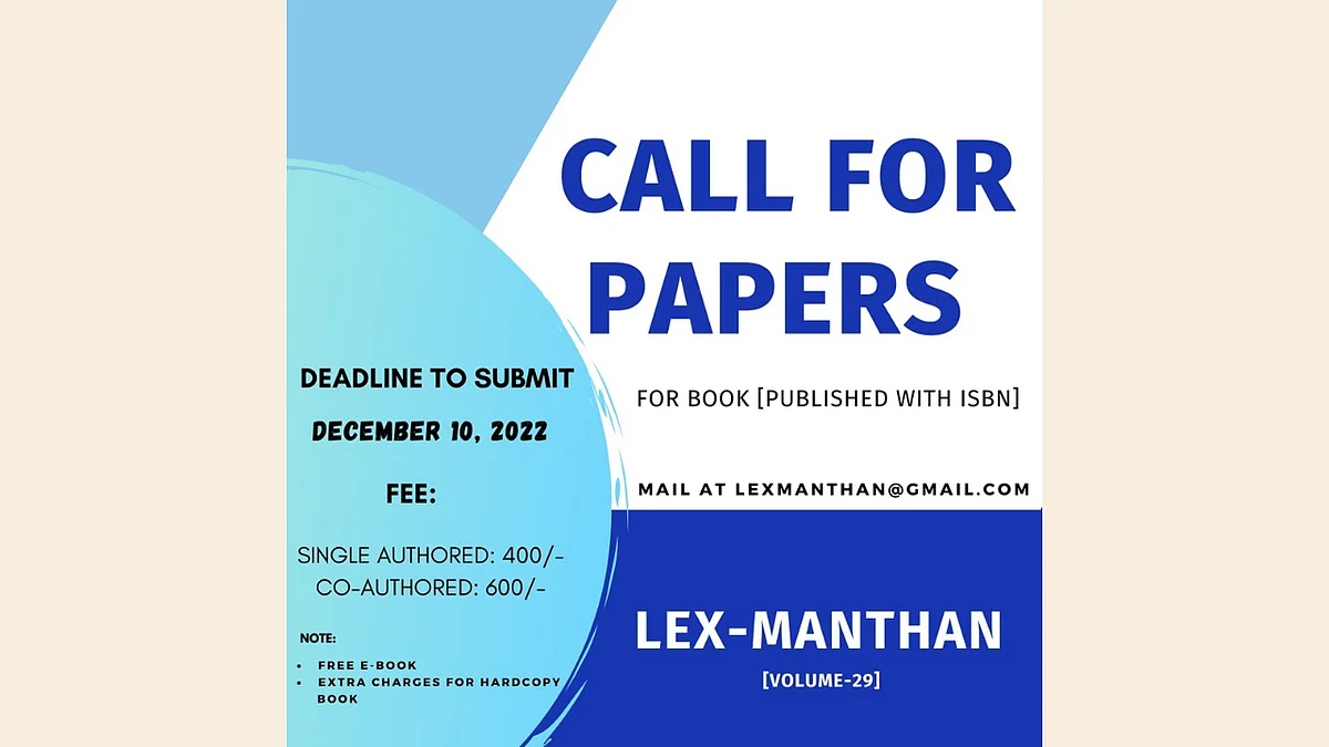 Call for Papers: Lex-Manthan, Volume 29 (Submit by 10 Dec)