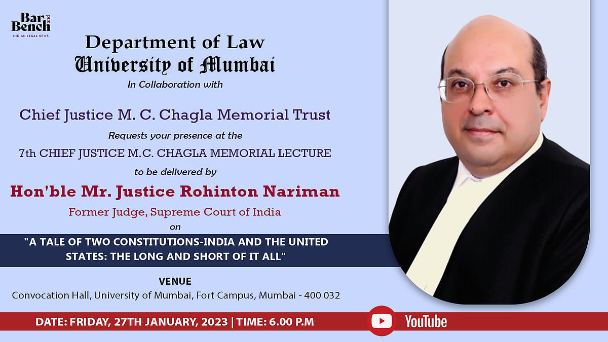 Justice RF Nariman to deliver the Seventh Chief Justice MC Chagla Memorial Lecture - Vimarsana News