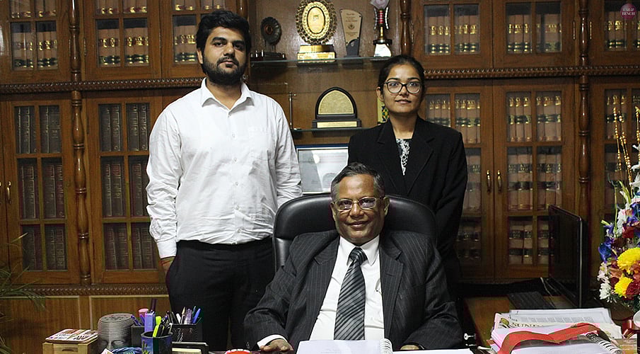 Advocates Kunwar Aditya Singh and Akriti Chaubey with Advocate Ejaz Maqbool