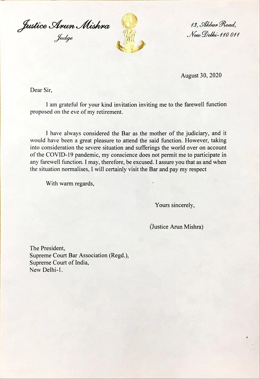 Justice Mishra turns down farewell invite