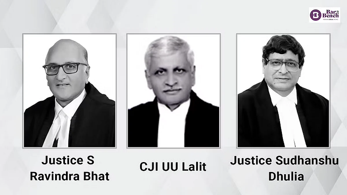 Justice S Ravindra Bhat, CJI UU Lalit and Justice Sudhanshu Dhulia