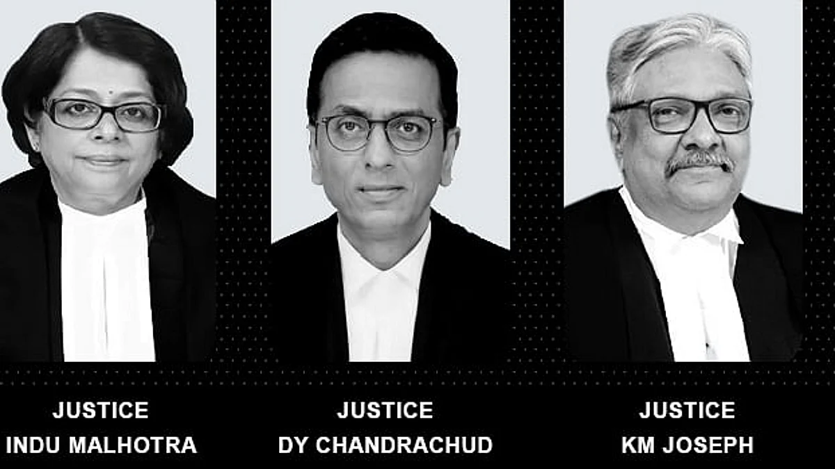 Justices Indu Malhotra, DY Chandrachud and KM Joseph