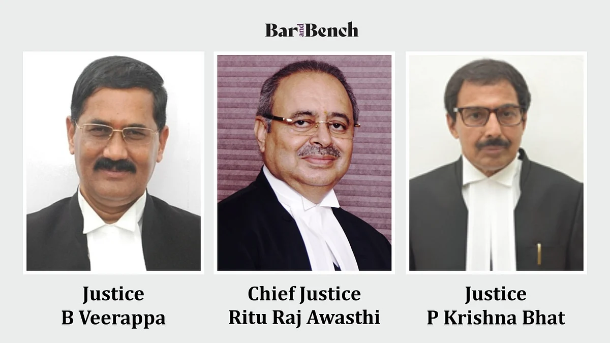 Chief Justice Ritu Raj Awasthi, Justices B Veerappa and P Krishna Bhat