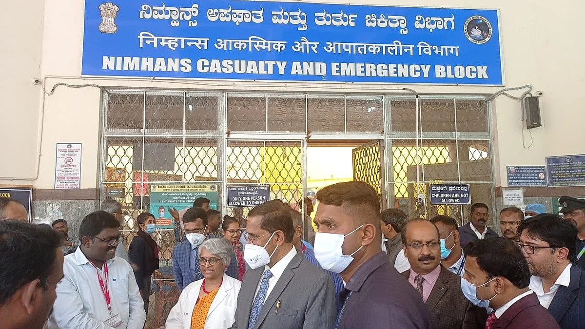 Justice B Veerappa interacts with public at NIMHANS