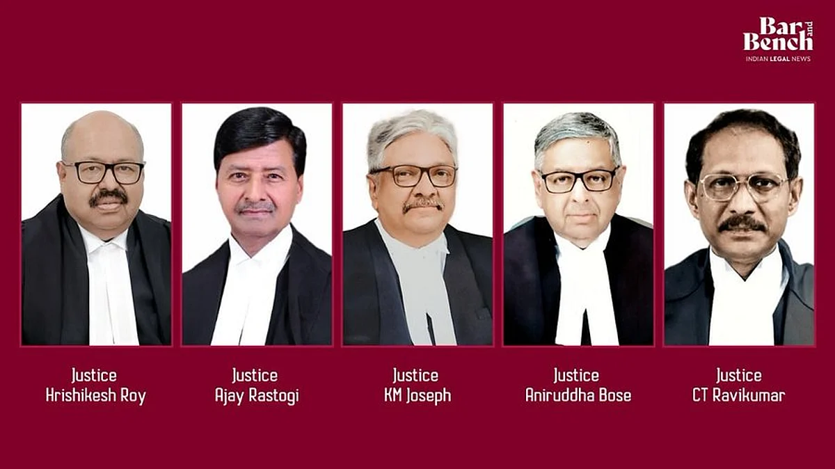 Justices Hrishikesh Roy, Ajay Rastogi, KM Joseph, Aniruddha Bose, CT Ravikumar