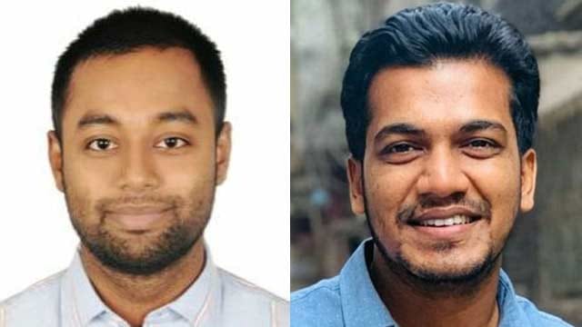 <div class="paragraphs"><p>ঢাকা মহানগর দক্ষিণ ছাত্রলীগ সভাপতি রাজীবুল ইসলাম বাপ্পি (বাঁয়ে) ও সাধারণ সম্পাদক সজল কুণ্ডু</p></div>