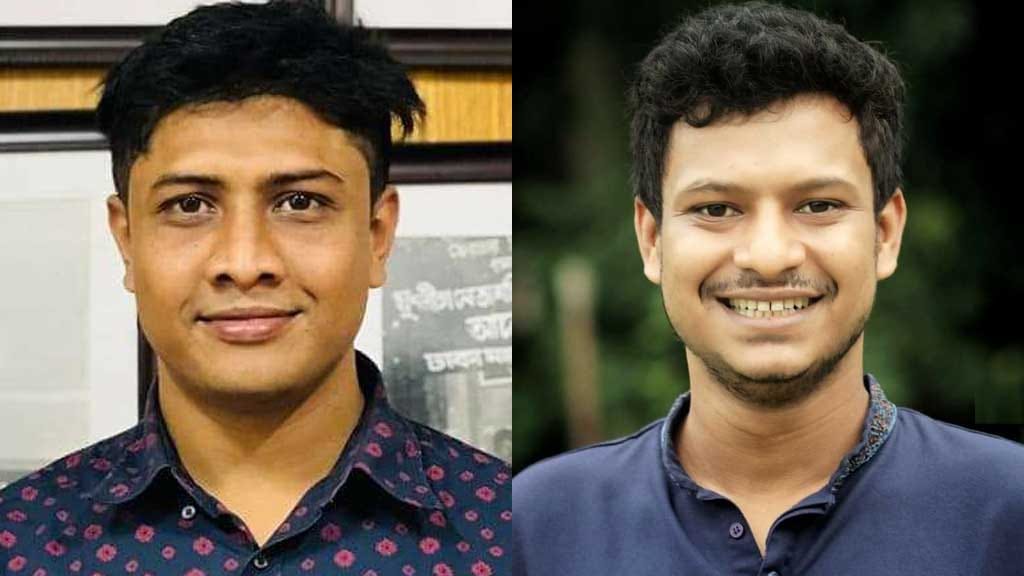 <div class="paragraphs"><p>ঢাবি সভাপতি মাজহারুল কবির শয়ন (বাঁয়ে) ও সাধারণ সম্পাদক তানভীর হাসান সৈকত</p></div>