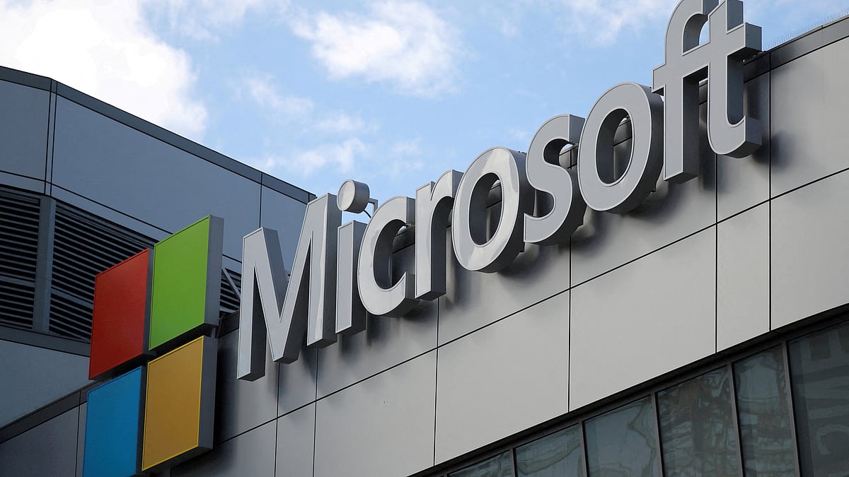 A Microsoft logo is seen in Los Angeles, California US, Nov 7, 2017.