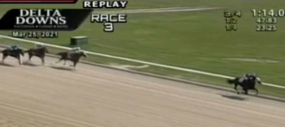 Delta Downs Race 3, March 25, 2021. If you're going to win a first race, do it in style.