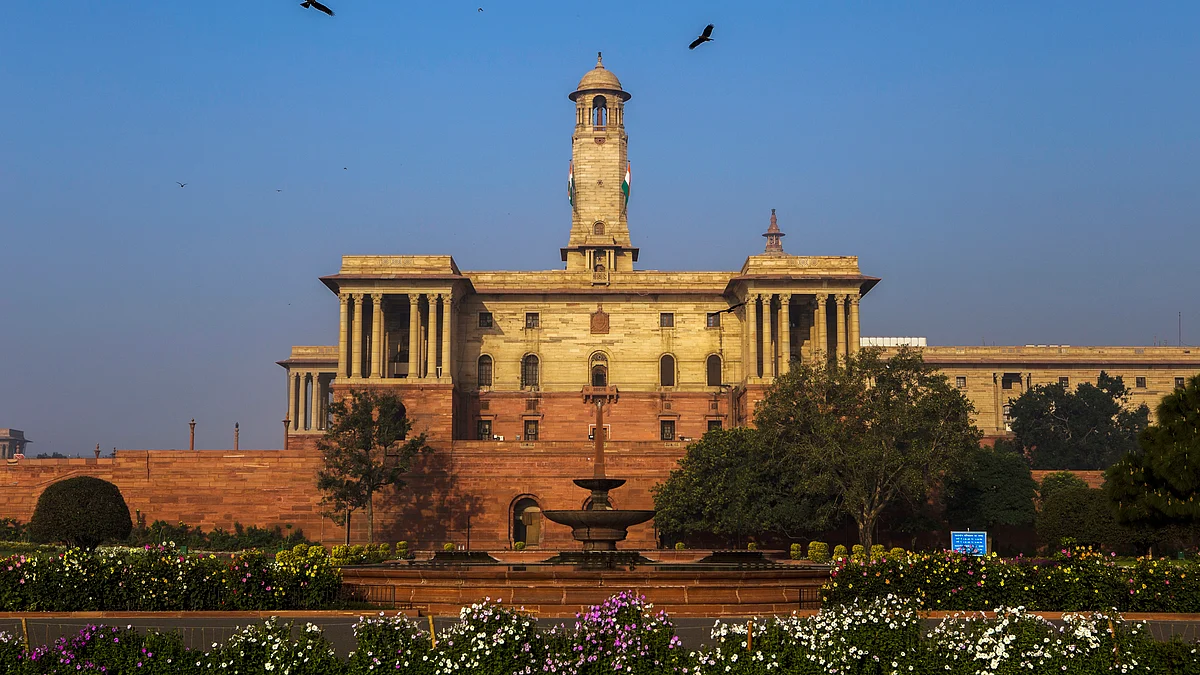 North Block in New Delhi, which houses the Finance Ministry. (Photographer: Prashanth Vishwanathan/Bloomberg)