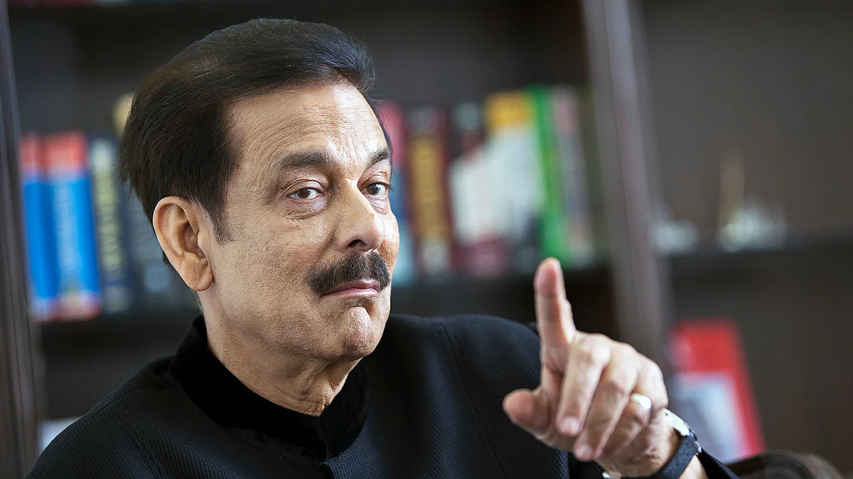 Subrata Roy, chairman of Sahara Group, gestures as he speaks during an interview in Lucknow, India (Photographer: Prashanth Vishwanathan/Bloomberg)
