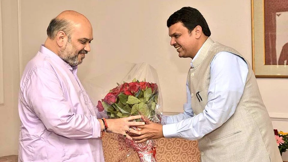 BJP President Amit Shah (on the left) and Maharashtra Chief Minister Devendra Fadnavis. 