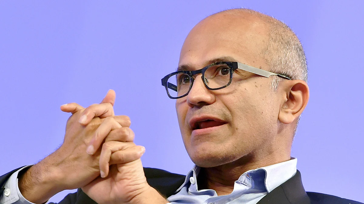 Microsoft CEO Satya Nadella at an event in New Delhi on Tuesday. (Source: PTI)