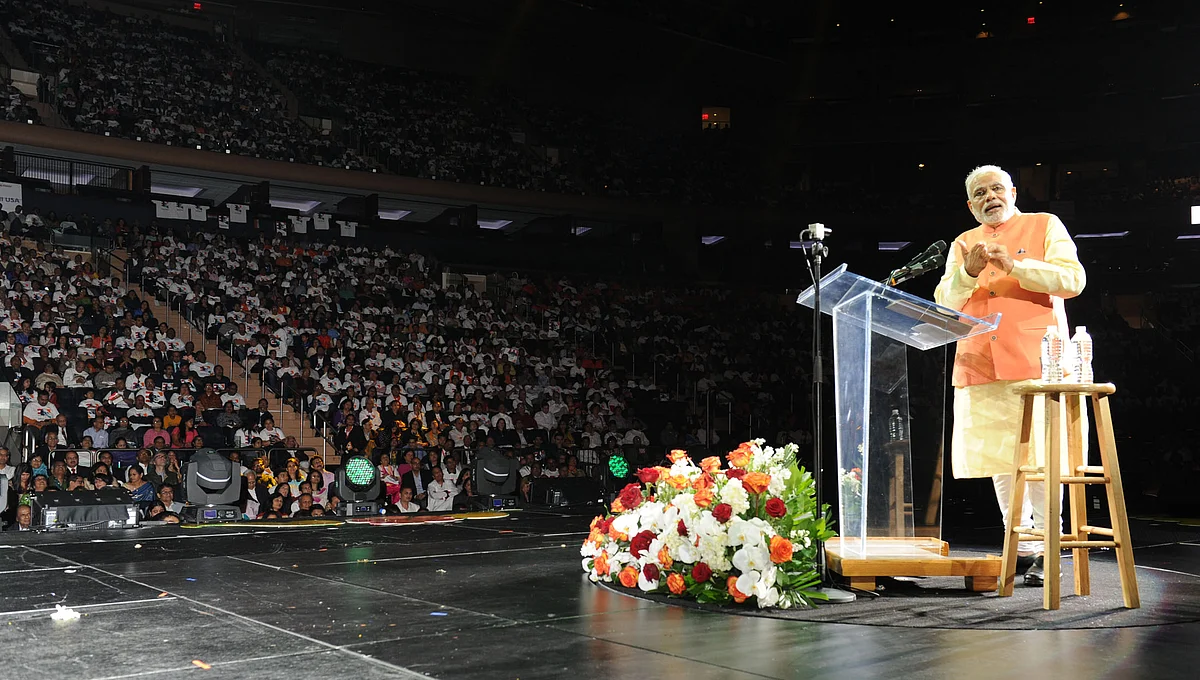 Prime Minister Narendra Modi addressing the Indian Community, at Madison Square Garden, in New York on September 28, 2014. (Photograph: PIB)