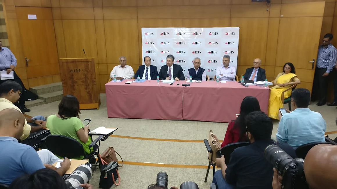 New board of IL&FS led by banker Uday Kotak addresses a press conference in Mumbai. (Photograph: Sajeet Manghat/BloombergQuint)