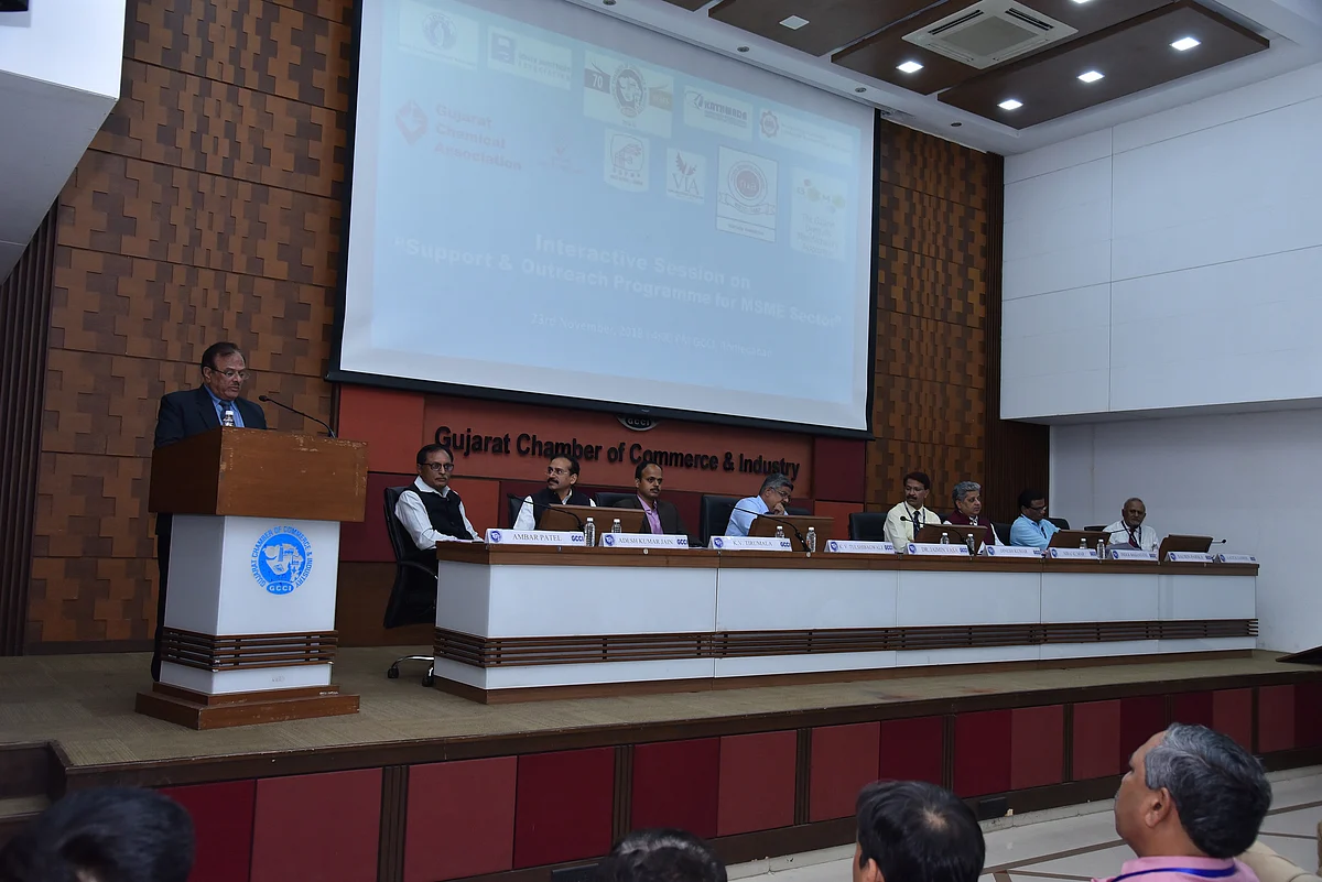 A conference at the Gujarat Chamber of Commerce and Industry on the MSME sector, in Ahmedabad, on Nov. 23, 2018. (Photograph: GCCI)