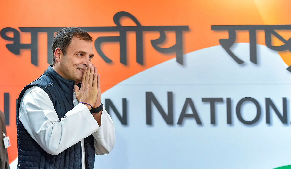 Rahul Gandhi arrives at the Congress headquarters in New Delhi, on Dec 11, 2018. (Photographer: Kamal Kishore/PTI)
