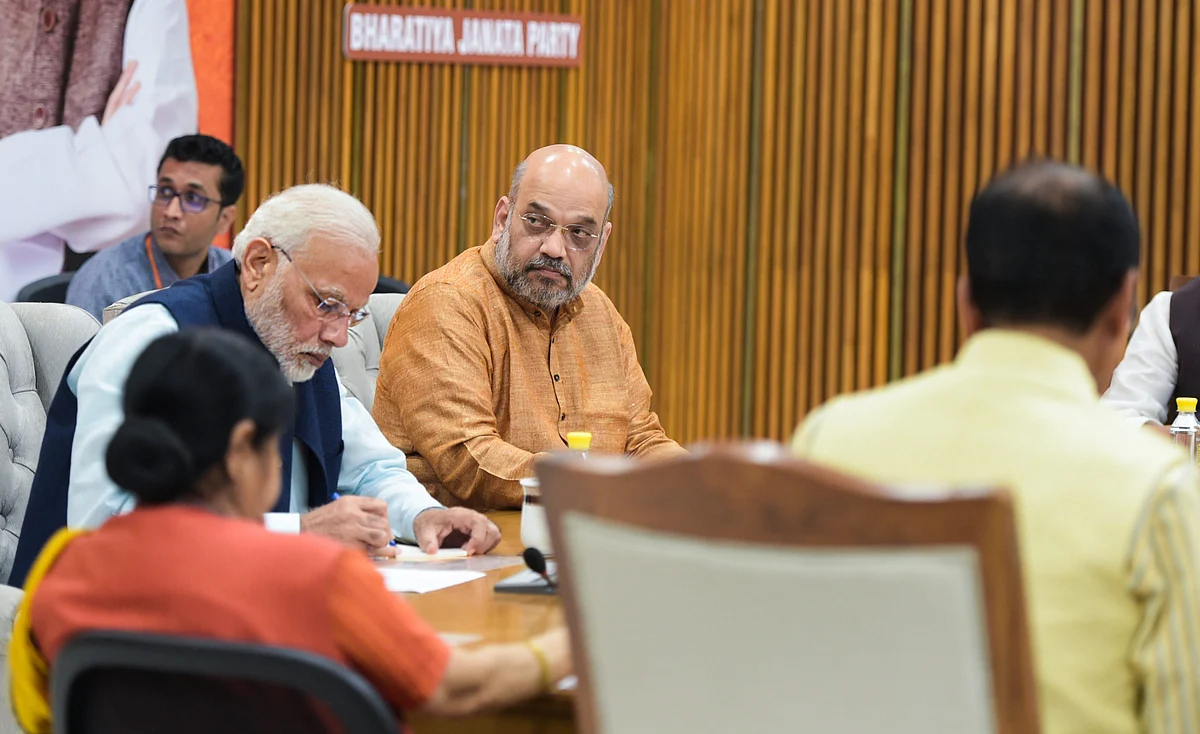 Prime Minister Narendra Modi and BJP President Amit Shah at a party meeting, in New Delhi, on Nov. 1, 2018. (Photograph: PTI)