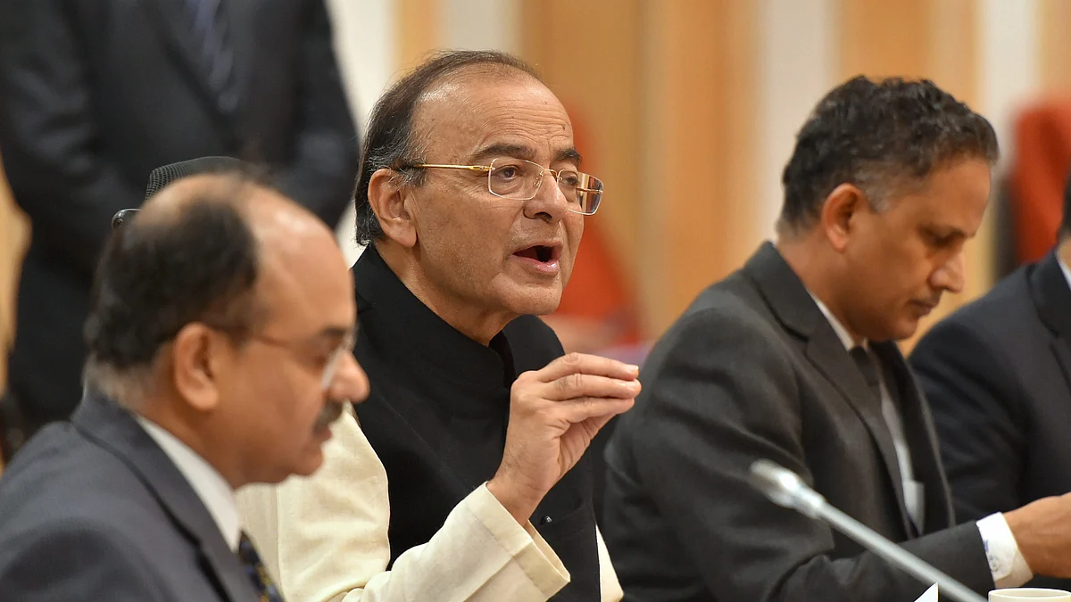 Finance Minister Arun Jaitley after a GST Council meeting, on Dec. 22, 2018. (Photographer: Kamal Kishore/PTI)