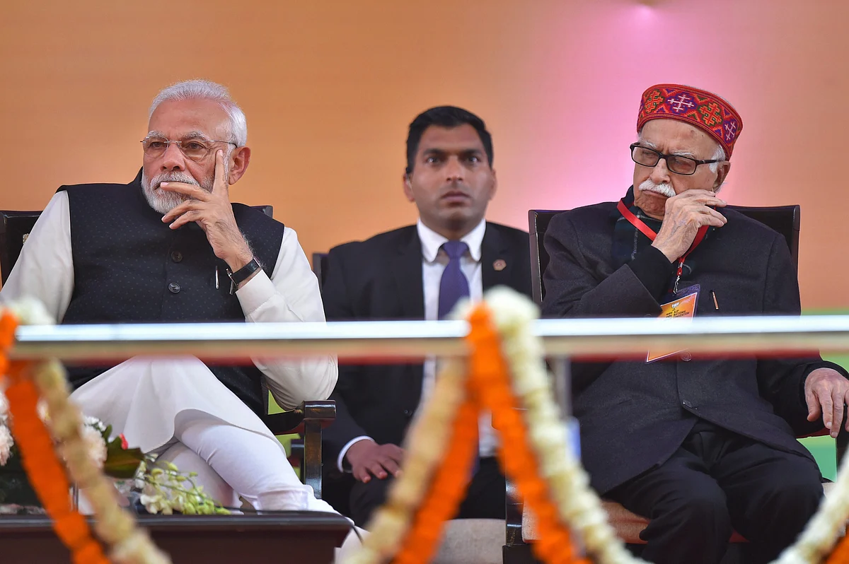Prime Minister Narendra Modi with LK Advani in New Delhi on Jan. 12, 2019. (Photograph: PTI)