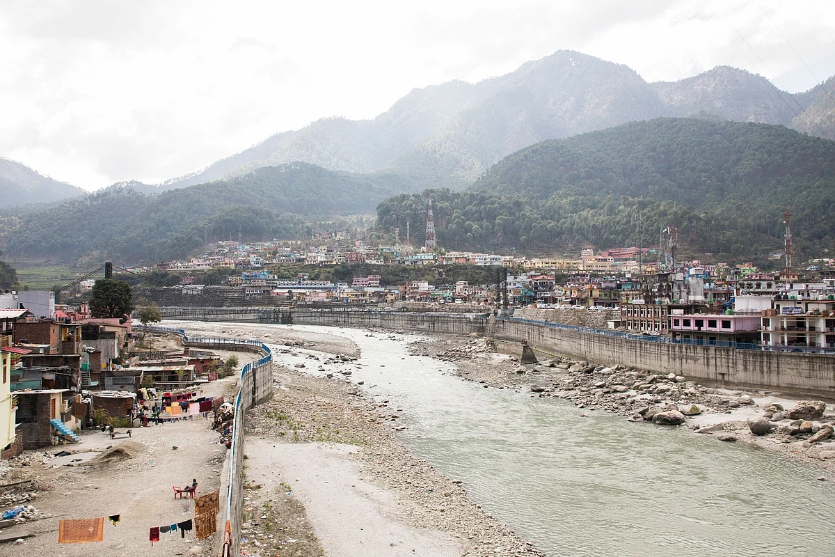 In Bhatwari, drains and canals empty directly into the river. (Photographer: Anshika Varma for Bloomberg Businessweek)