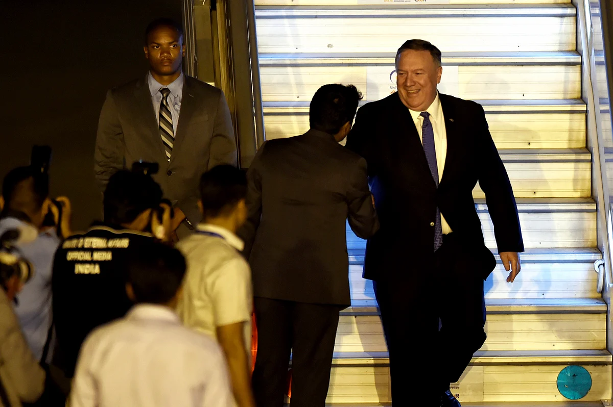 U.S. Secretary of State Mike Pompeo arrives at AFS Palam, in New Delhi (Source: PTI)