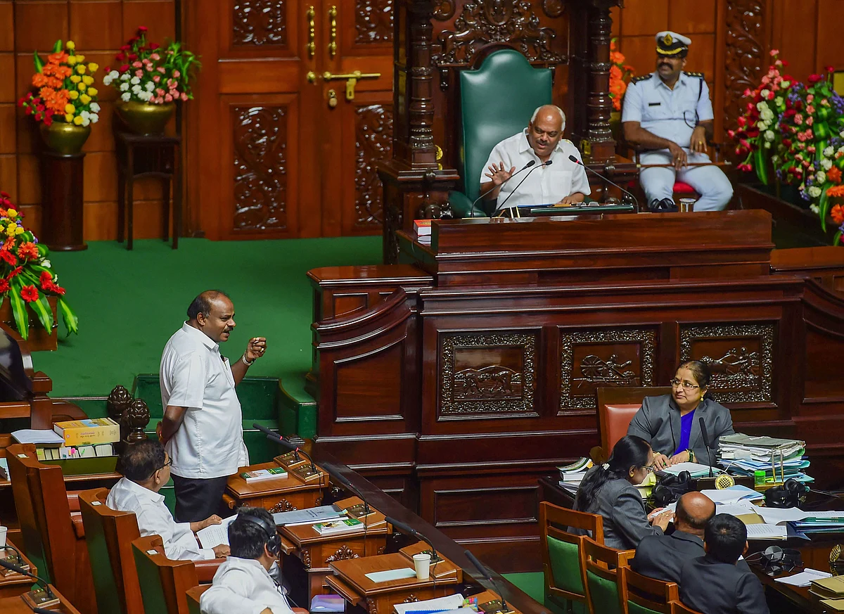 Karnataka Chief Minister HD Kumaraswamy speaks during the Assembly session (Source: PTI)