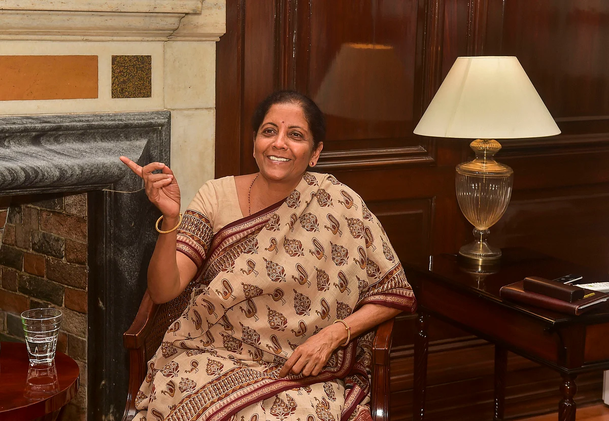 Finance Minister Nirmala Sitharaman at her office in New Delhi. (Photograph: PTI)
