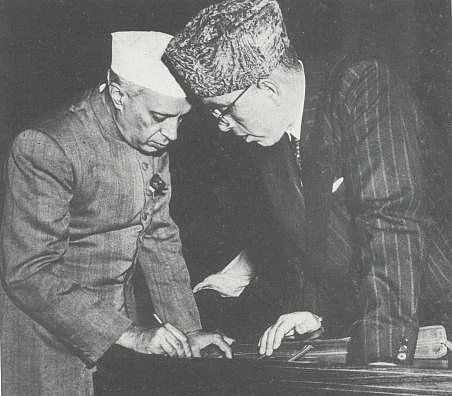 Jawaharlal Nehru and Sheikh Abdullah, in the Constituent Assembly of India. (Photograph: NMML/Government of India)