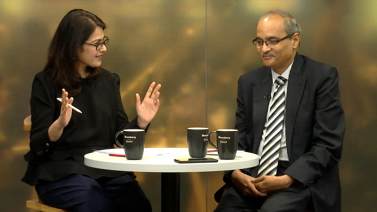 BloombergQuint’s Menaka Doshi (left) in conversation with Seshagiri Rao. (Image: BloombergQuint)