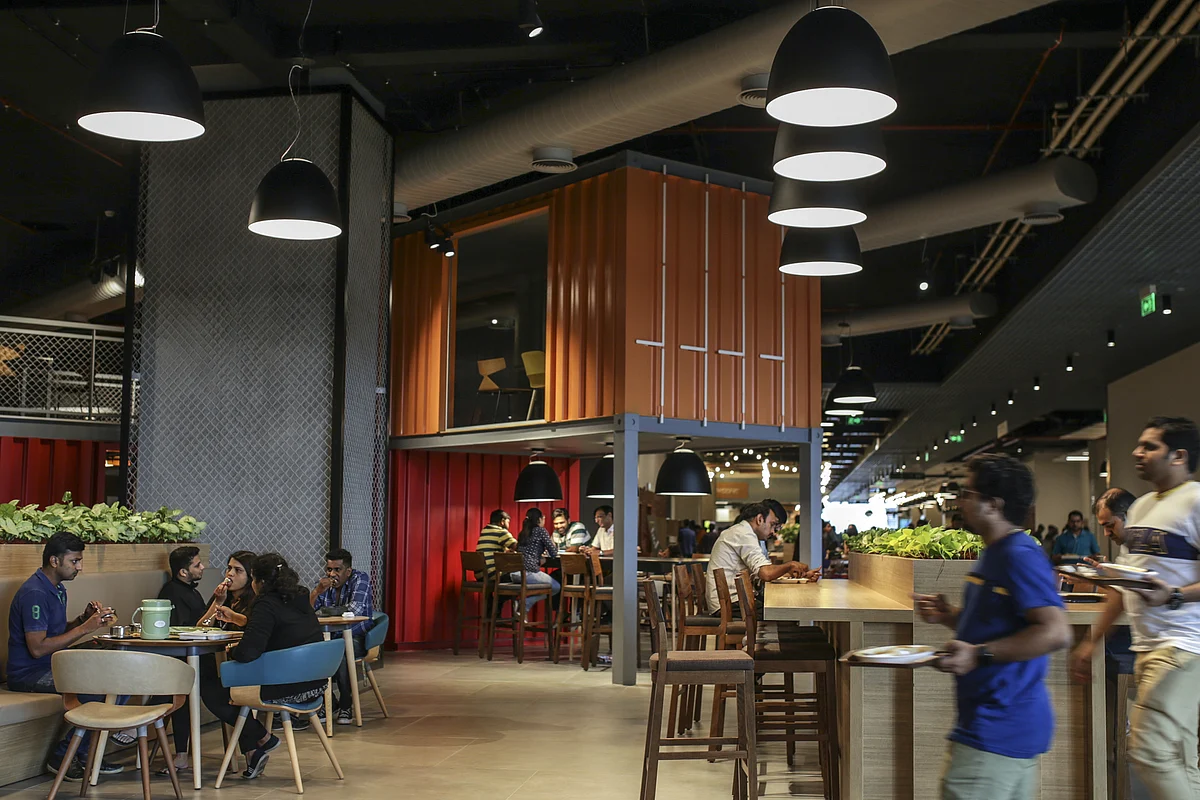 Inside the Amazon.com Inc. office campus in Hyderabad, India. (Photographer: Dhiraj Singh/Bloomberg)