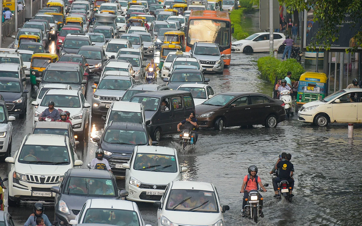 Traffic congestion due to water-logging following heavy monsoon rain at ITO in New Delhi, on July 21, 2019. (Photograph: PTI)
