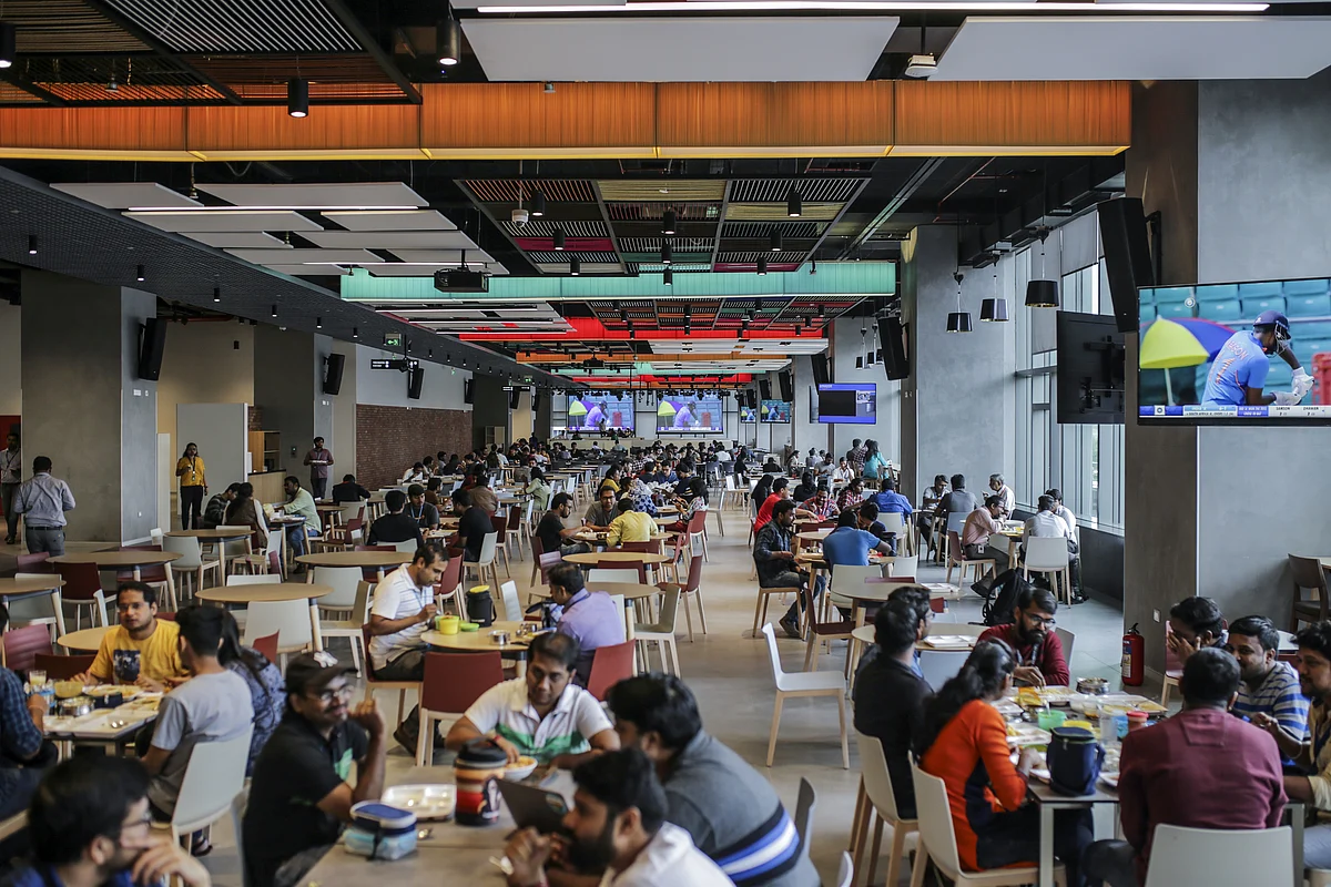 Inside the Amazon.com Inc. office campus in Hyderabad, India. (Photographer: Dhiraj Singh/Bloomberg)