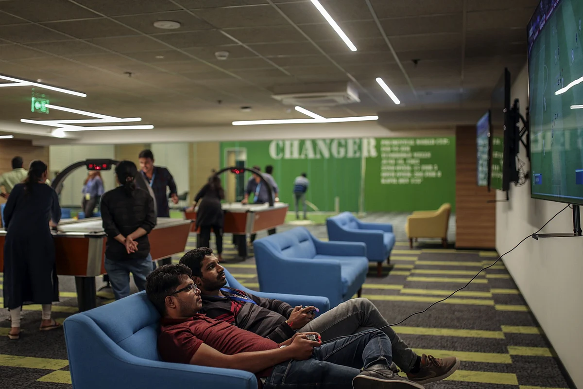 Inside the Amazon.com Inc. office campus in Hyderabad, India. (Photographer: Dhiraj Singh/Bloomberg)
