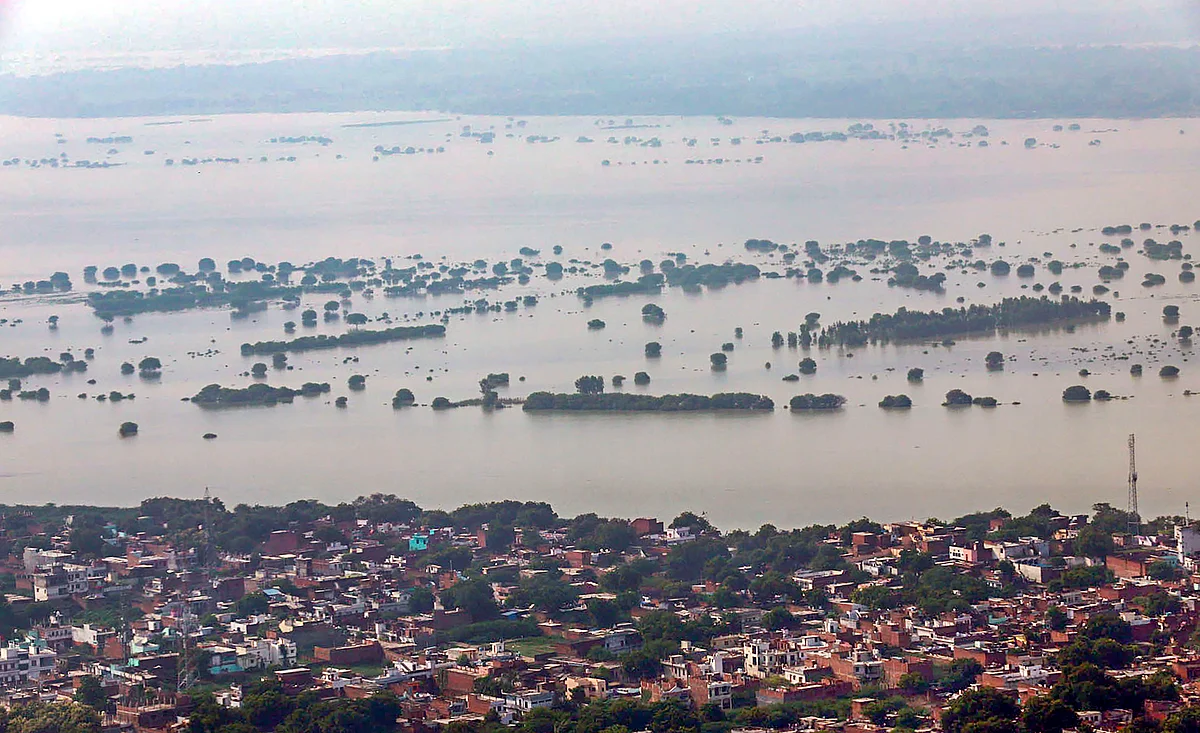 The flooded banks of the Ganga, in Prayagraj (Allahabad), on Sept. 19, 2019. (Photograph: PTI)