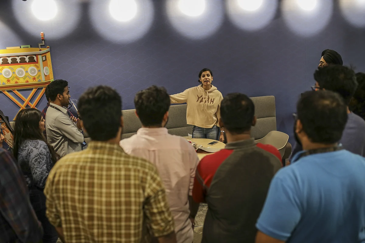 Inside the Amazon.com Inc. office campus in Hyderabad, India. (Photographer: Dhiraj Singh/Bloomberg)
