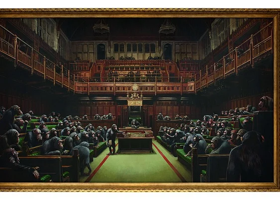 Banksy Sets Auction Record With Chimpanzees in Parliament