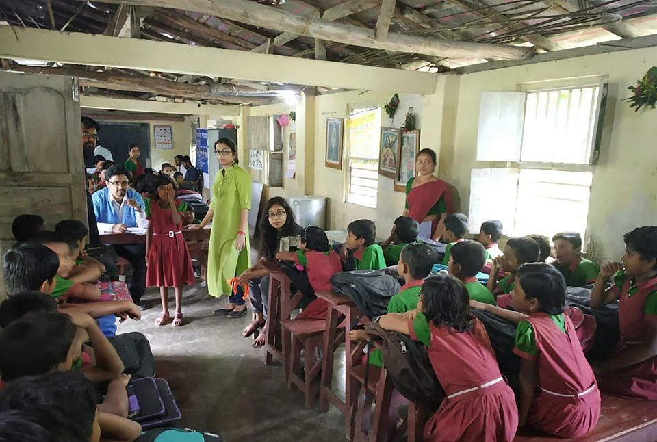 Outreach volunteers at a school in Kolkata. (Photograph: Cognizant)