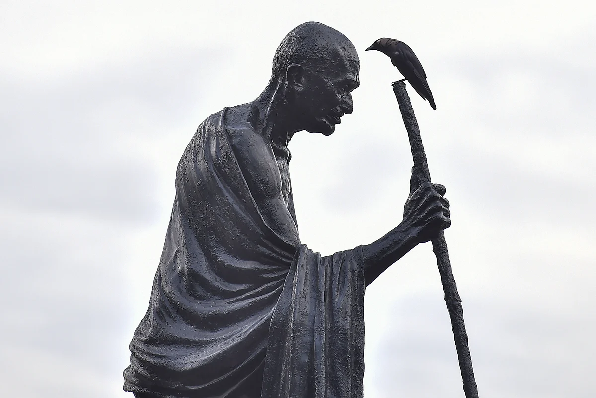 A Mahatma Gandhi statue in Kolkata. (Photograph: PTI)