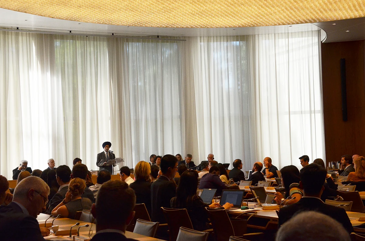 The WTO Appellate Body meets on June 22, 2018. (Photograph: WTO)