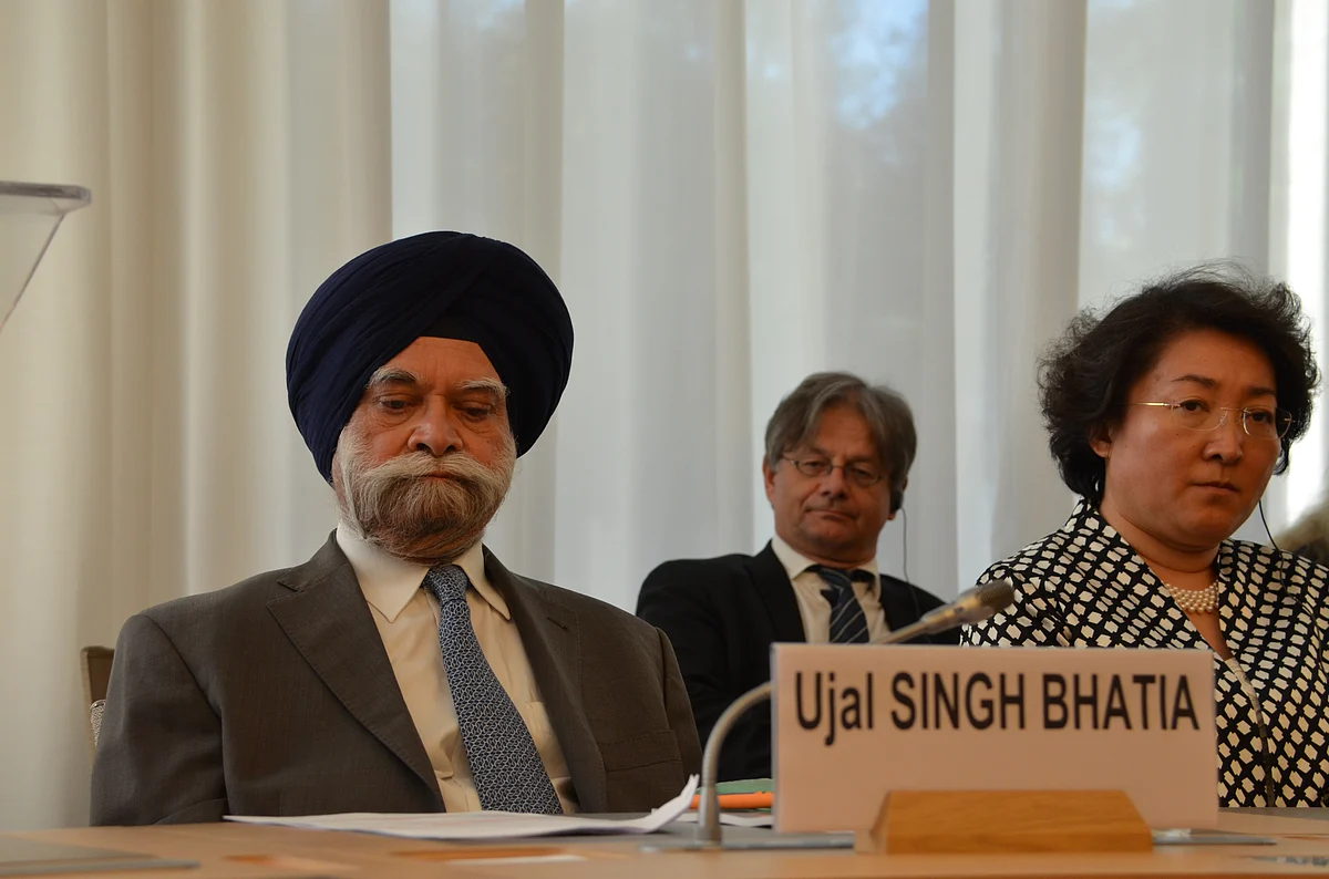 Ujal Singh Bhatia, chairs a meeting of the WTO Appellate Body on June 22, 2018. (Photograph: WTO)