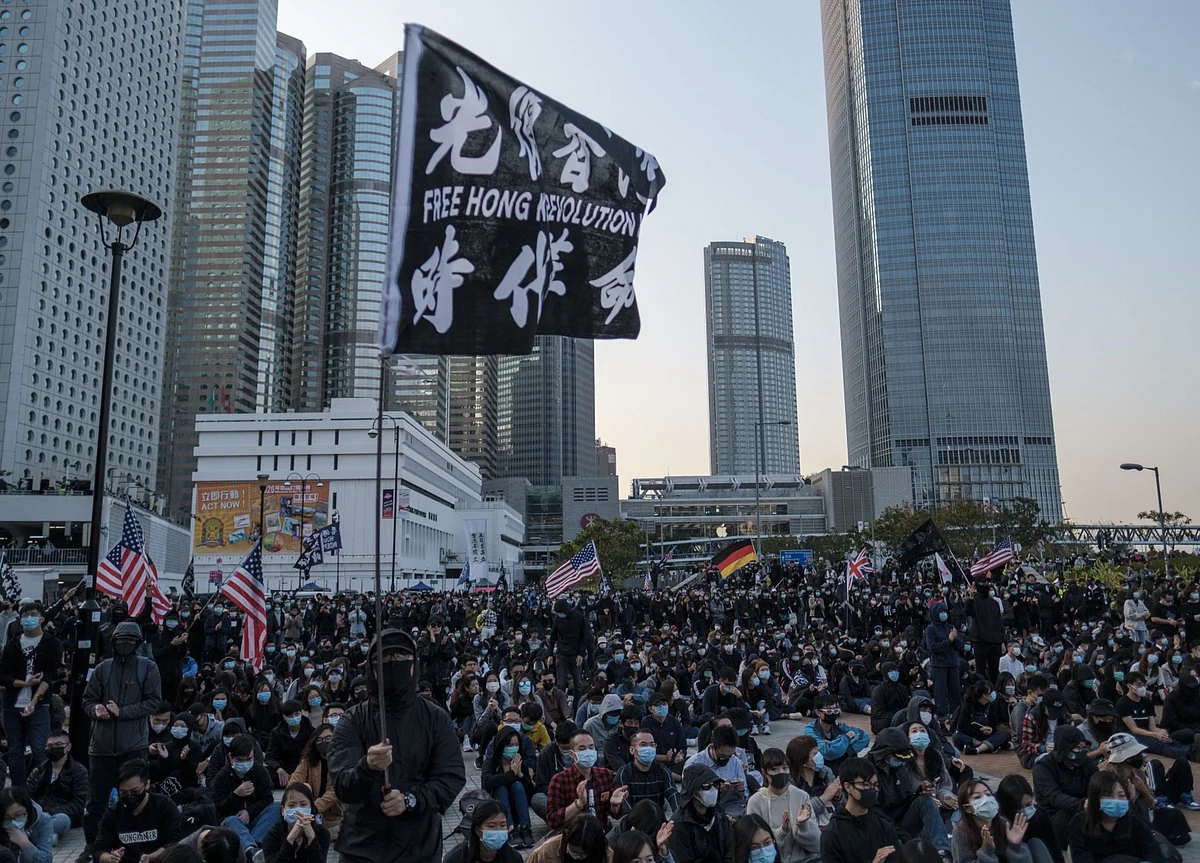 Hong Kong Protesters Rehearse for ‘Anti-Communist March’